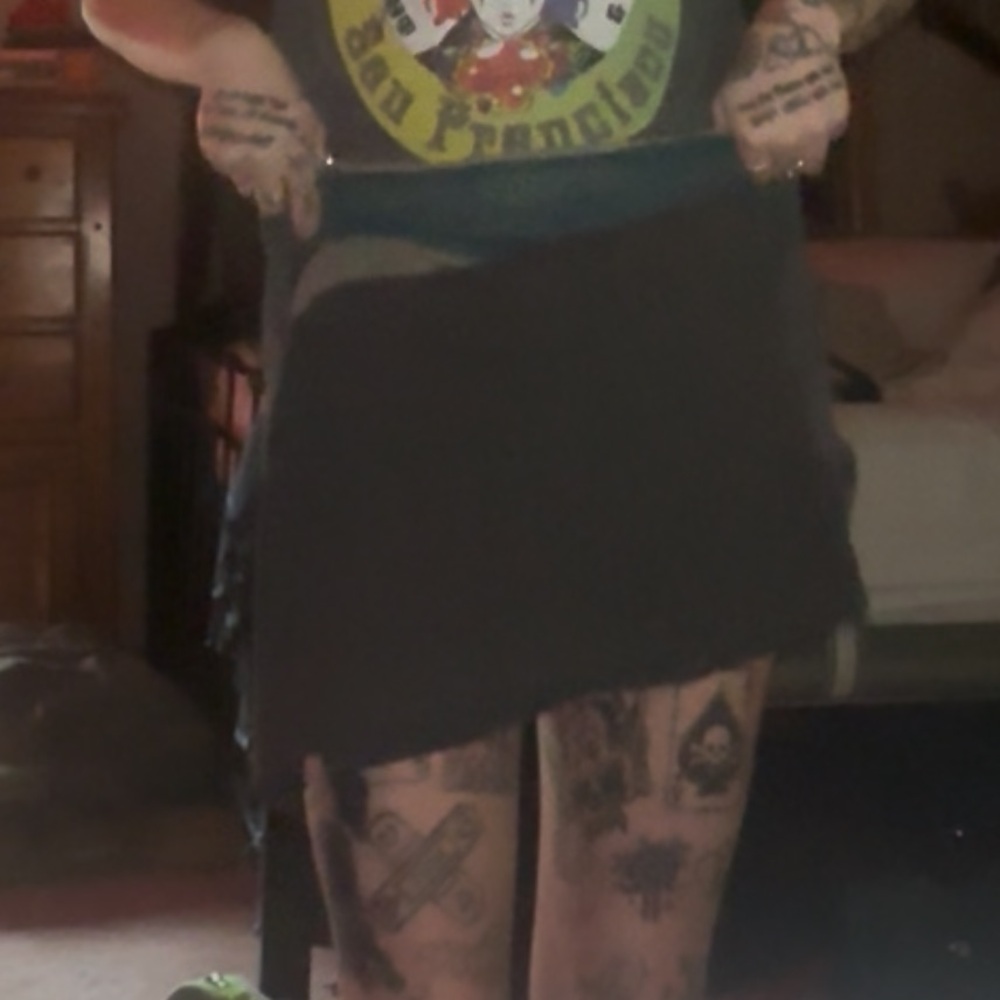 Gray and Green Asymmetrical Mini Skirt for Night Out